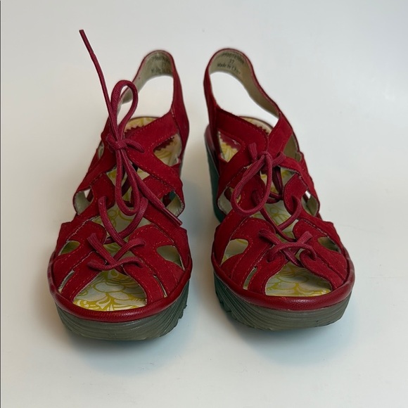 Fly London Red Strappy Wedge Sandals with Gladiator Style Size 37 - Picture 2 of 8